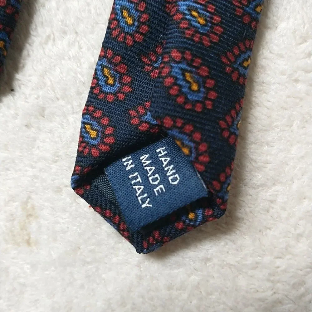 Polo Ralph Lauren NeckTie Tie Boys Teens 100%Wool Blue Red Paisley Italy 3x50